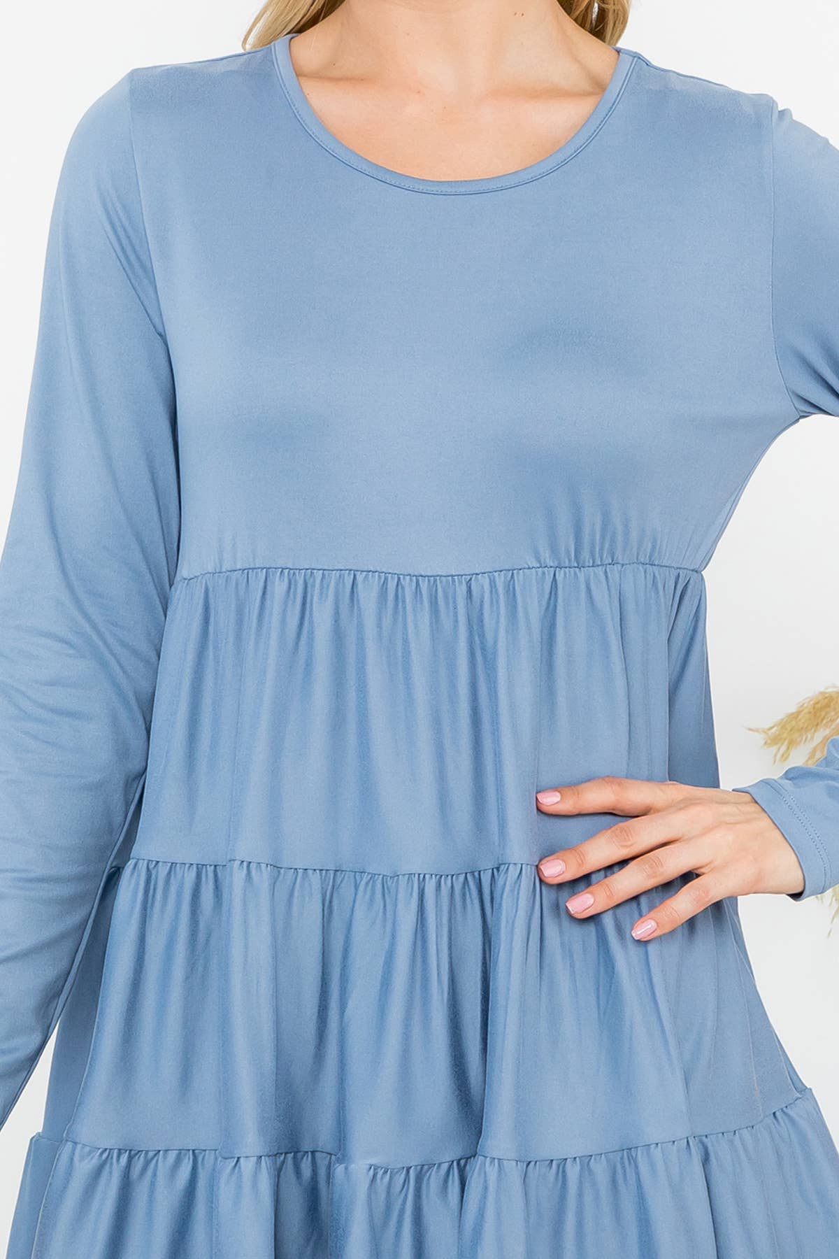 You & Me - Wholesale Tuniek - Dames - YMT20005V-STEVIGE GELAAGDE TOP MET LANGE MOUWEN9