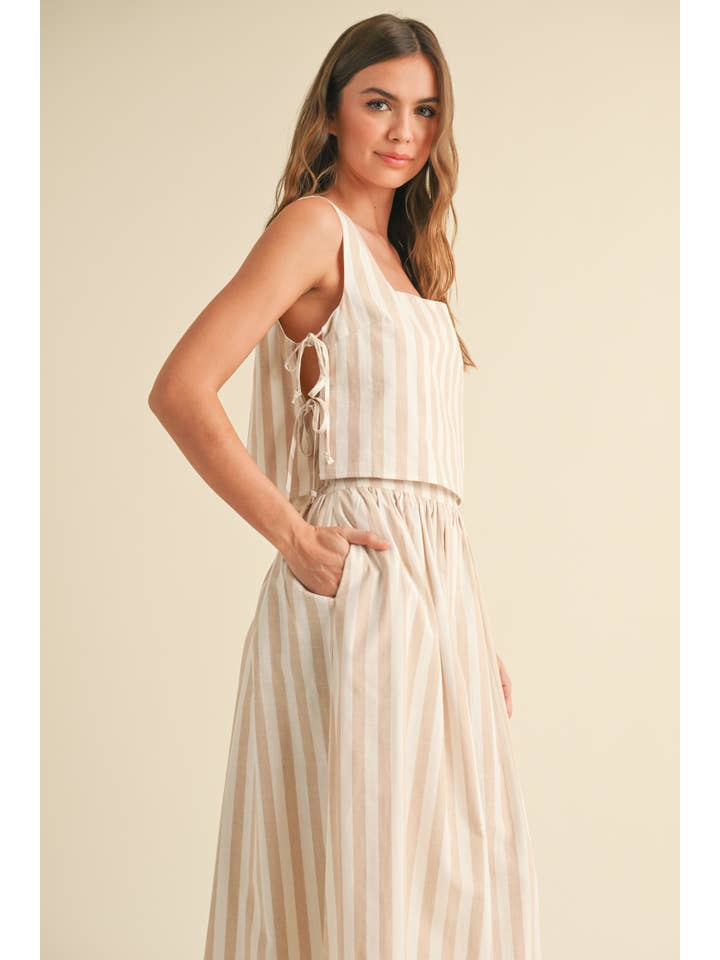 MIOU MUSE - Wholesale Tank Top - Women's - T4707ST STRIPE PATTERN TIE ON THE SIDE TOP