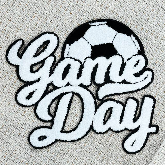 Soccer White Game Day Chenille Patch for wholesale by Trendy Transfers