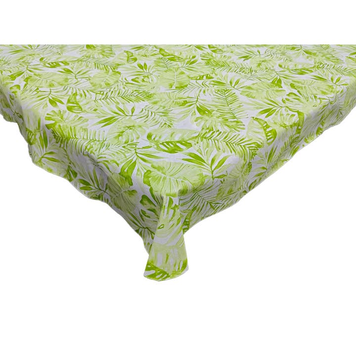 Nappe en vinyle PEVA - Feuilles de jungle - Vert pour la vente par Texstyles Deco Inc.