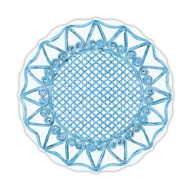 Handpainted Blue Rattan Posh Die-Cut Placemat for wholesale by RosanneBeck Collections