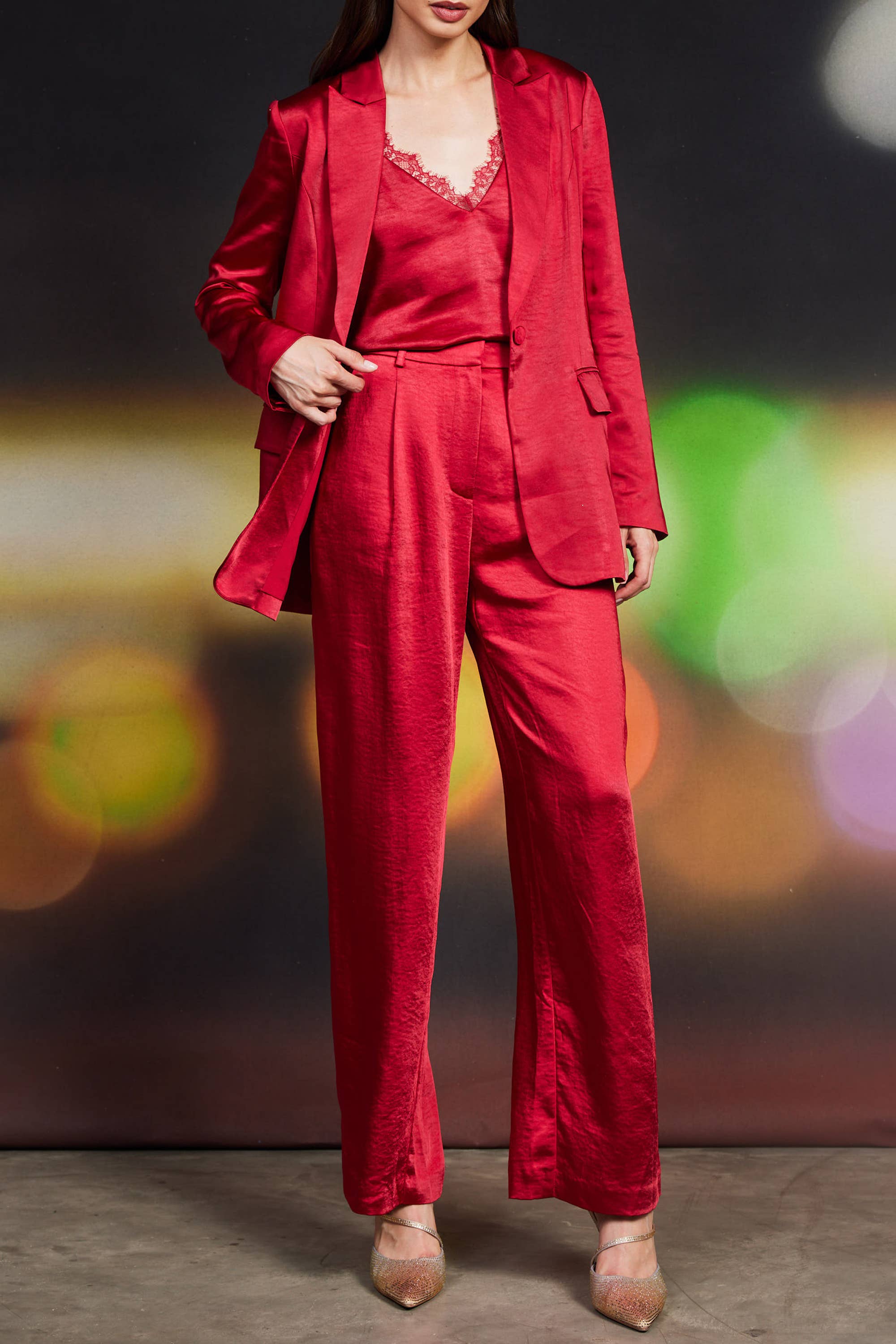 SKIES ARE BLUE - Wholesale Blazer - Women's - One button Dull Satin Blazer2