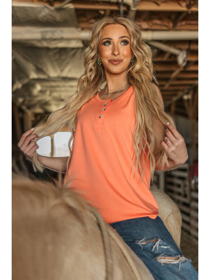 Andrée by Unit - Wholesale Tank Top - Women's - Front Button Detail Terry Cloth Tank Top