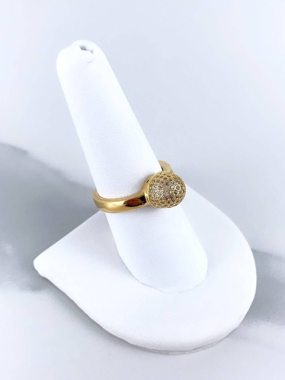 DIJU Jewelry - Wholesale  - 18k Gold Filled Micro Pave Cubic Zirconia Dome Ring Wholesale Jewelry Supplies5