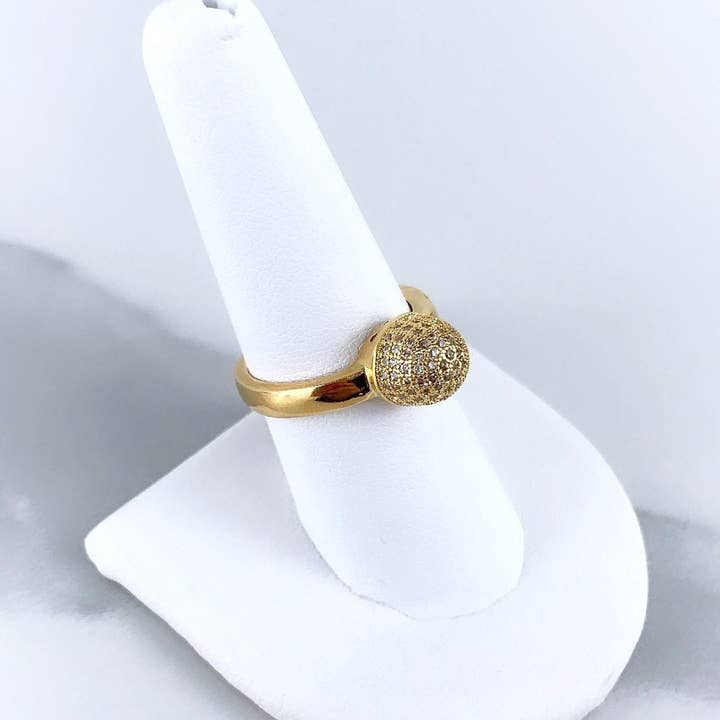 DIJU Jewelry - Wholesale - 18k Gold Filled Micro Pave Cubic Zirconia Dome Ring Wholesale Jewelry Supplies5