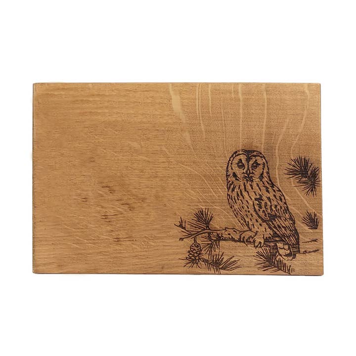 Oak Serving Board - 30cm - Tawny Owl for wholesale by Selbrae House Ltd