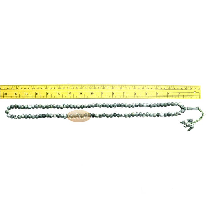 IndoMode – wholesale Bönehalsband – Stor marmor grön plast 10mm islamisk Tasbih svart Allah Muhammad bön pärlor