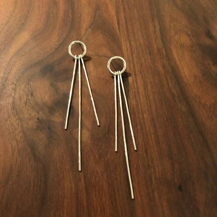 circle and triple line drop earrings for wholesale by Hahn Jewelry