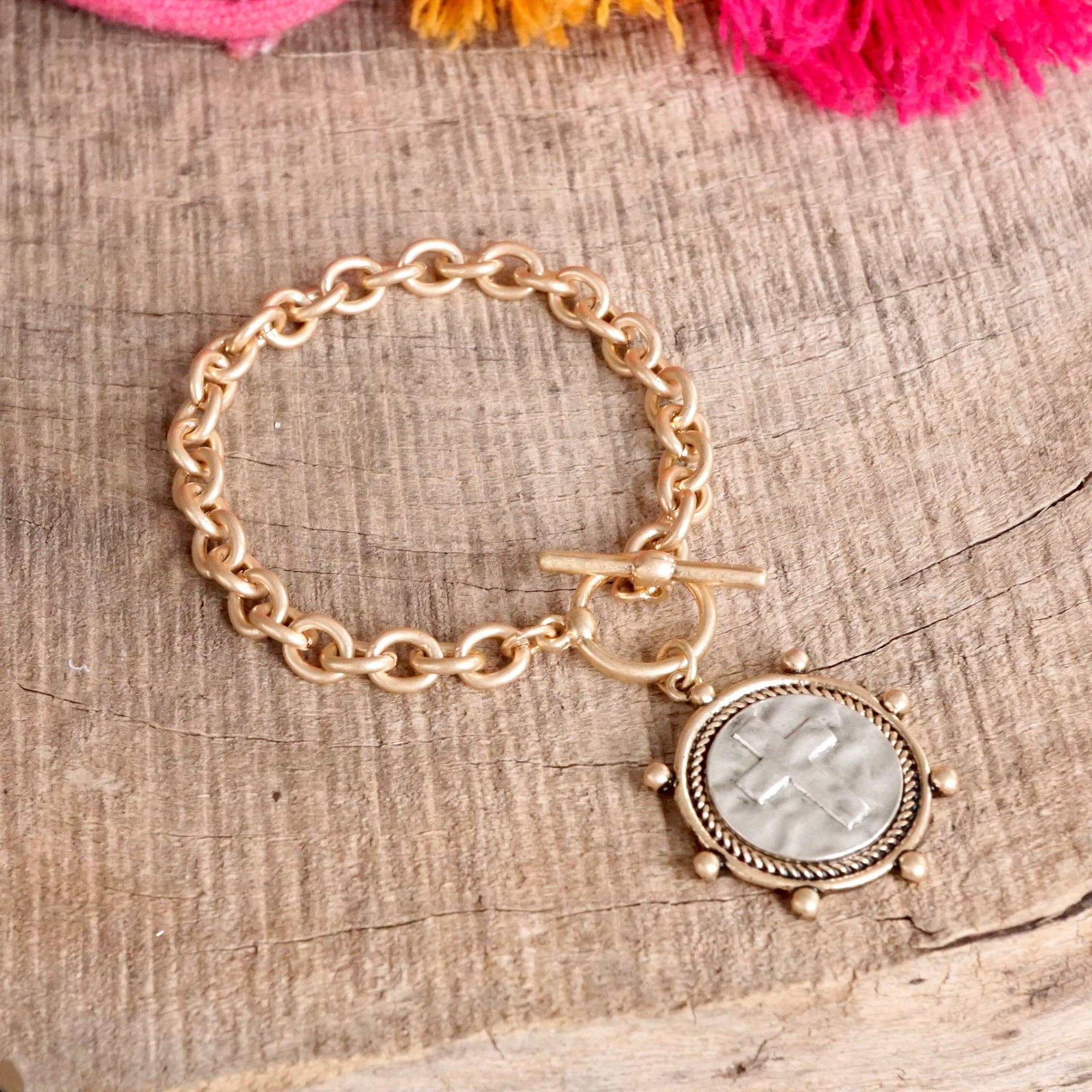 PennyLine inc - Vente Bracelets maillon et chaîne - Bracelet à maillons croisés avec fermoir à bascule ton argent ou or0