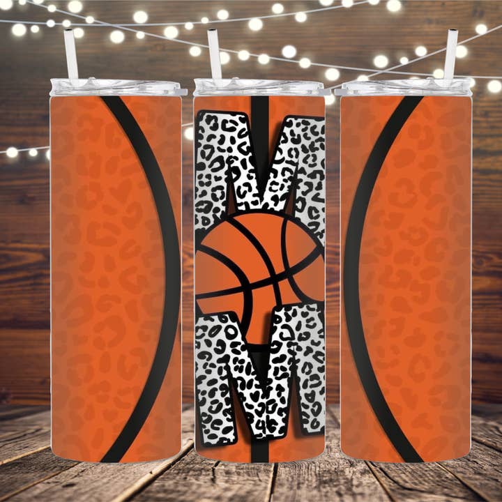 Basketball Mom Leopard Sublimation Tumbler for wholesale by K. I. Designs