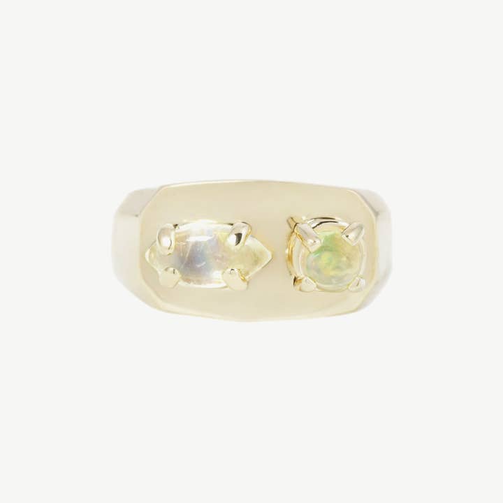 Chunky Signet in Moonstone and Opal for wholesale by Studio Grun