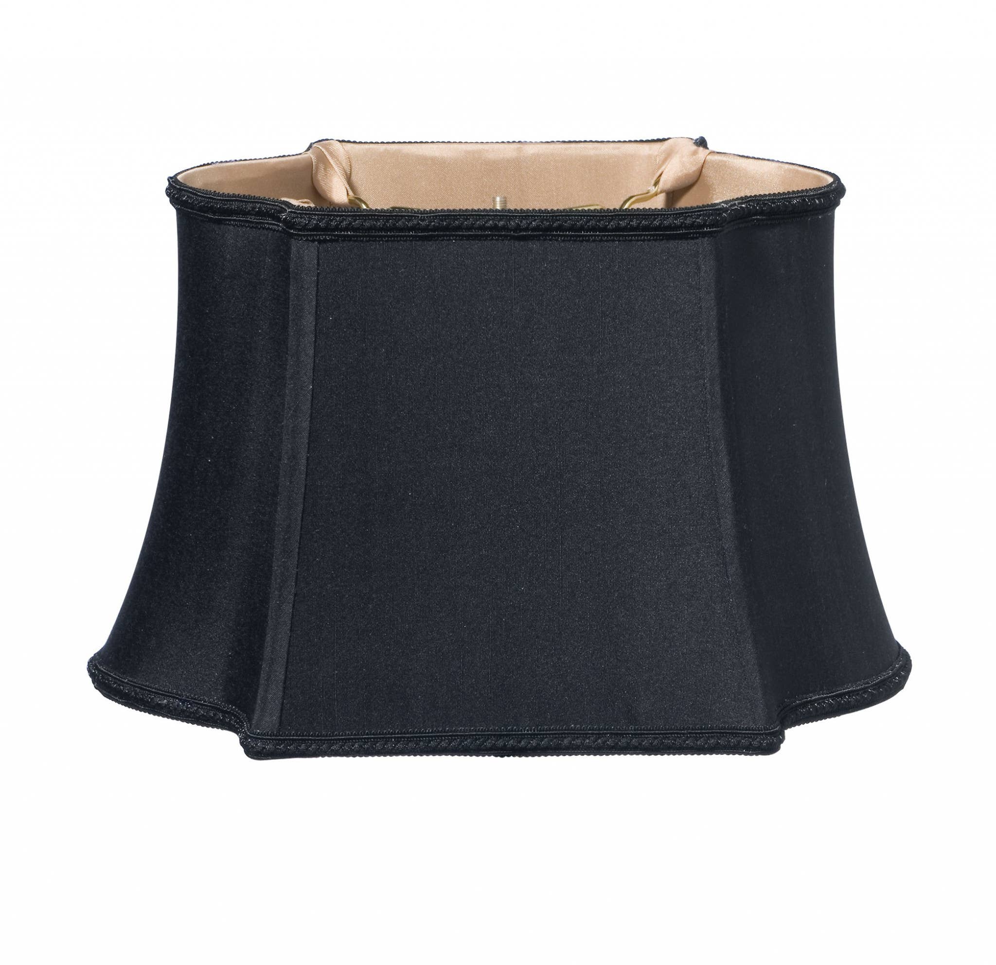 HomeRoots - Wholesale Lamp Shade - 16" Black with Bronze Lining Premium Oblong Shantung Lampshade0