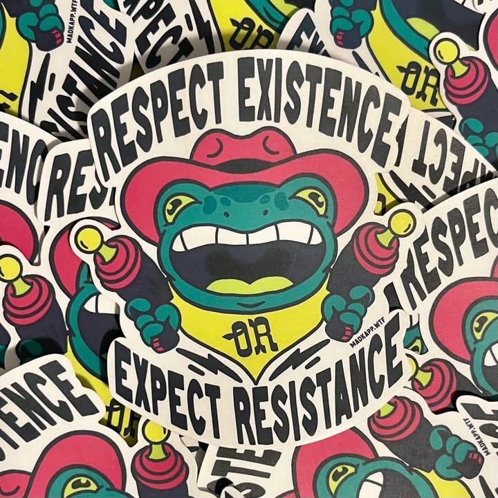 Respect Existence or Expect Resistance Anarchist Sticker for wholesale by Madkapp Stuff