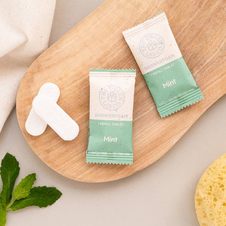 The Green Lab Co. - Vendita all'ingrosso Bagnoschiuma/gel doccia - Set di ricarica compresse per schiuma da doccia – Menta e Camomilla1