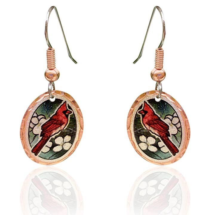 Boucles d'oreilles design CL 31 Cardinal pour la vente par COPPER ARTS INC.