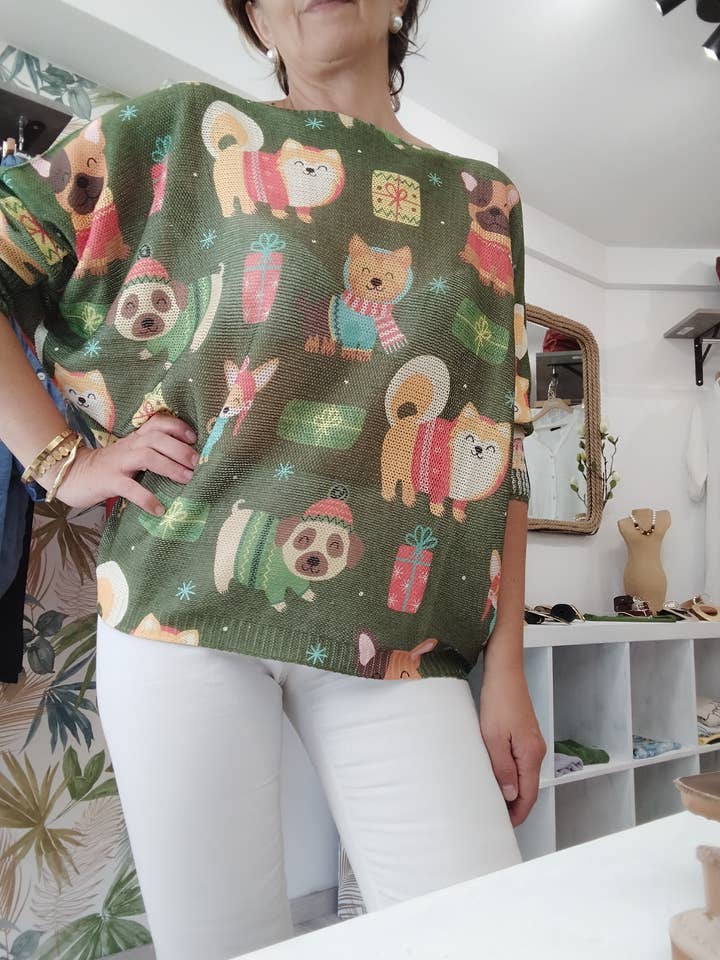 CENTO UNO ITALY - Wholesale Knit Top - Women's - Woman's Christmas top MF-240