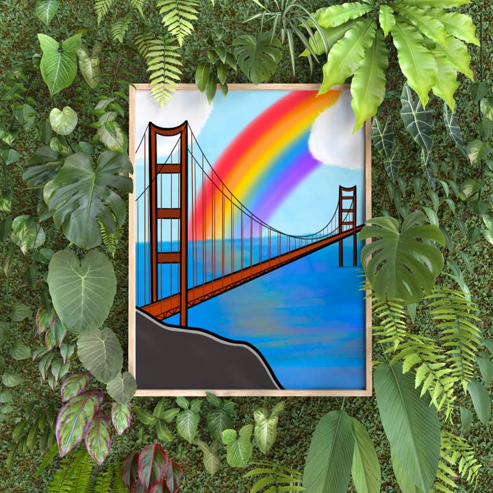 San Francisco Golden Gate Bridge 8x10 in. Art Print for wholesale by quirky burp illustrations