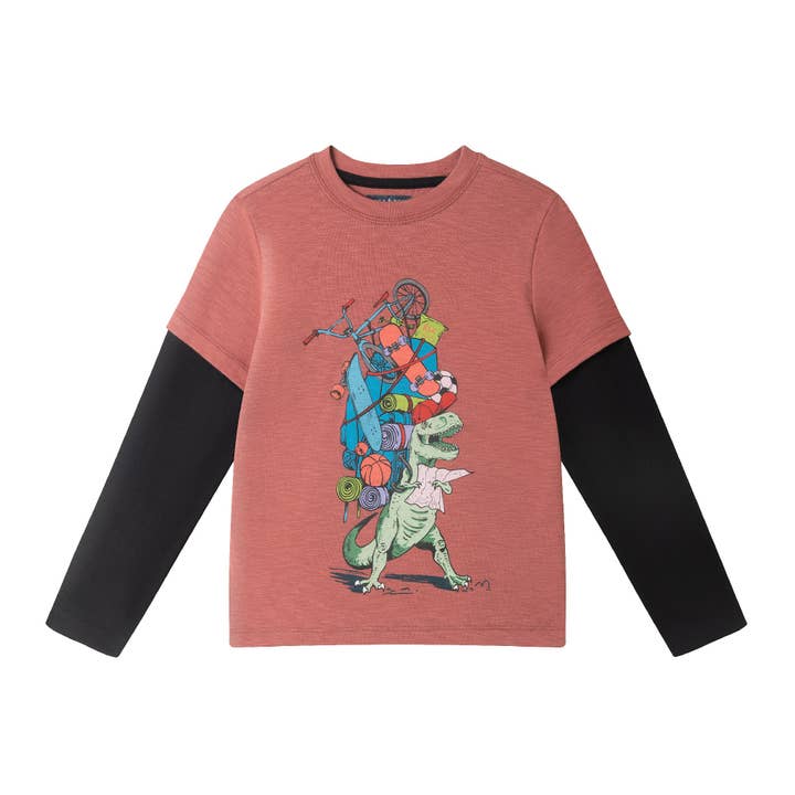 Red Kids Twofer Graphic Tee | Dino Explorer for wholesale on Faire