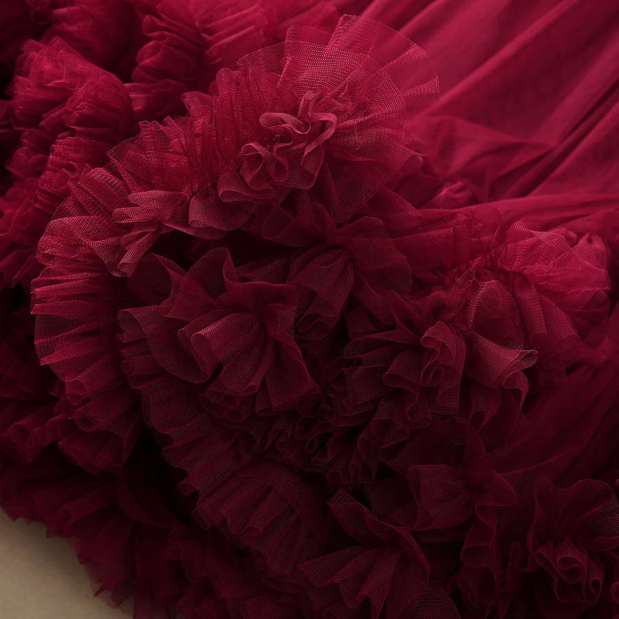 Productseeker – Großhandel Rock – Damen – SK038 Eleganter Netzrock mit Rüschensaum - Elastischer Bund9