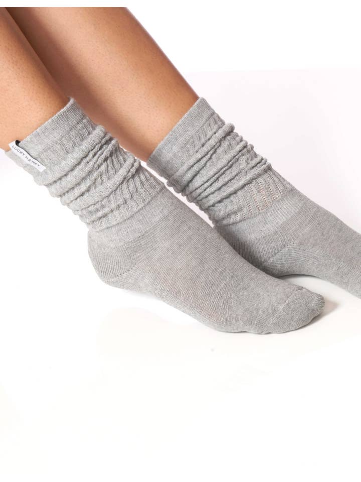 LUCKY HONEY - Wholesale Socks - Women's - The Lightweight Scrunchie Sock Grey