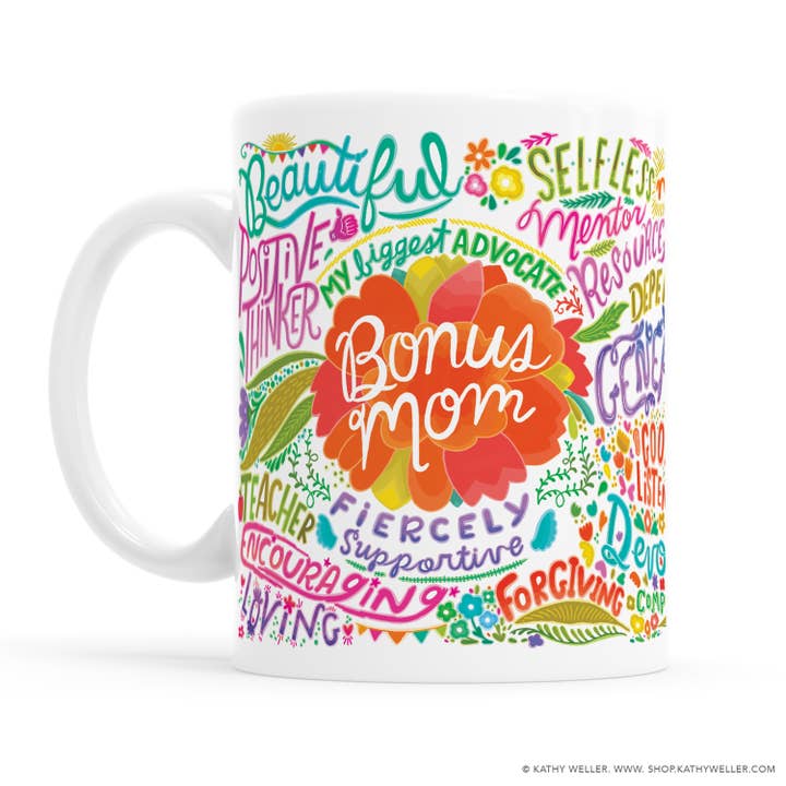 Bonus Mom Floral-Themed Mug for wholesale by Kathy Weller Art+Ideas