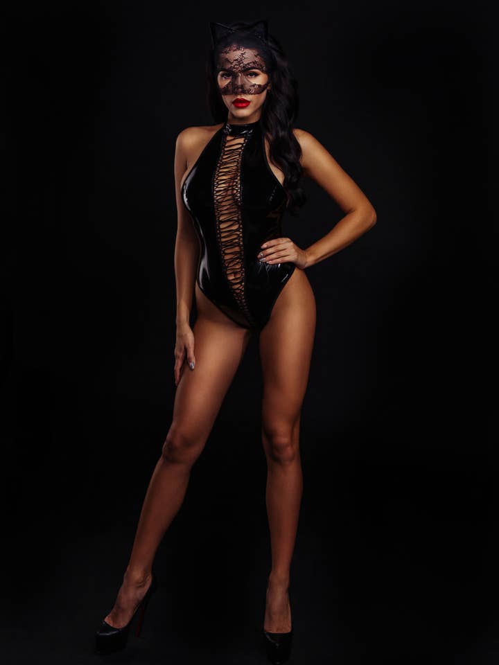Devils Boutique - Wholesale Costume - Women's - Latex Black Bodysuit PVC Bodycon Body Cat Latex Sexy Look6