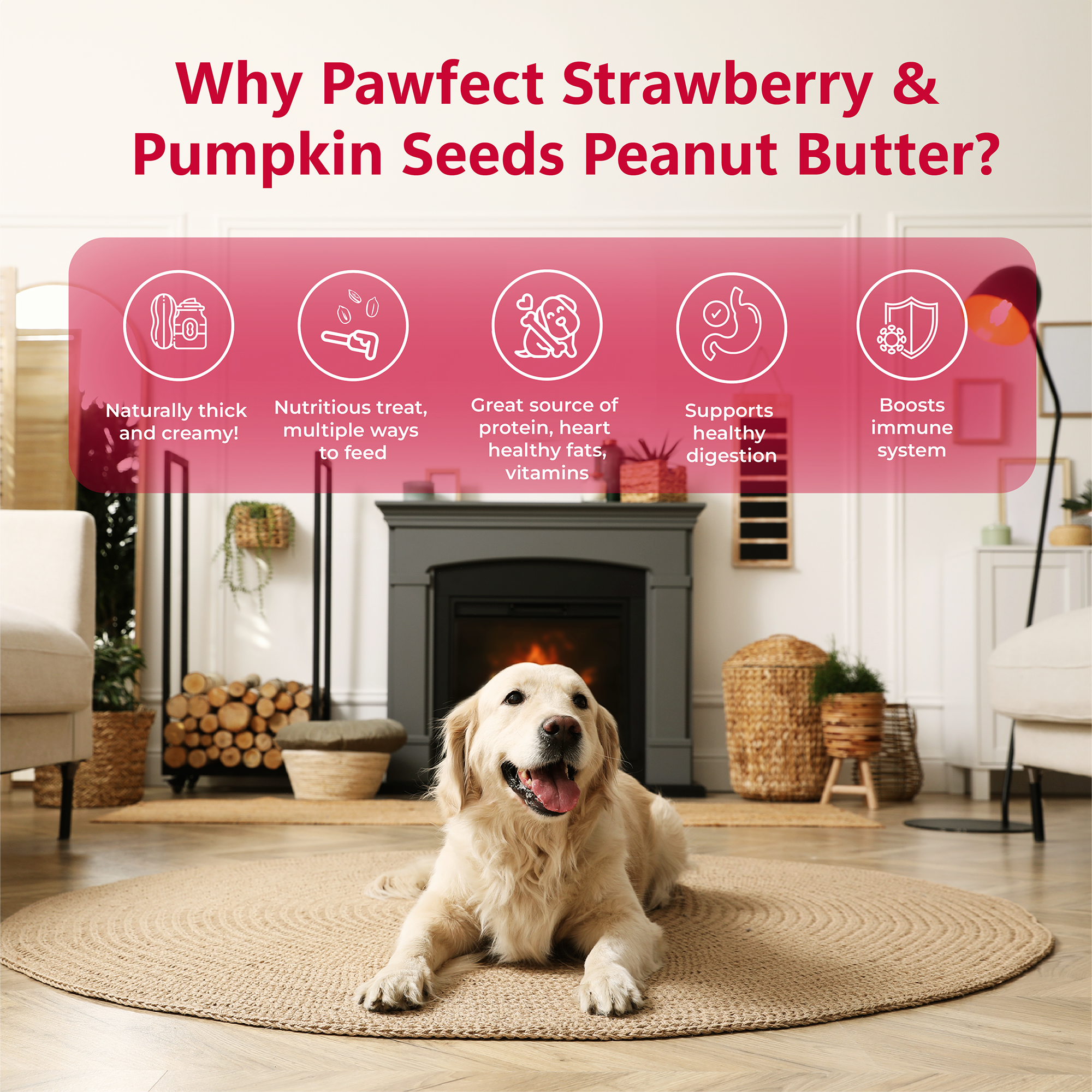 Pawfect Foods - Wholesale Pet Treats - Dog - Pawfect Peanut Butter with Strawberry & Pumpkin Seeds for Dogs & Puppies | 100% Natural| No Added Sugar, Salt, Palm Oil | No Sweeteners, No Xylitol | Healthy Dog Treat4