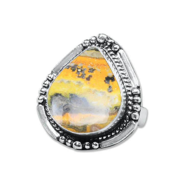 Handmade Jewels - Wholesale Cocktail/Statement Ring - Bumblebee Jasper Rings – Handmade, Silver-Plated, Designer (Made to Order)17