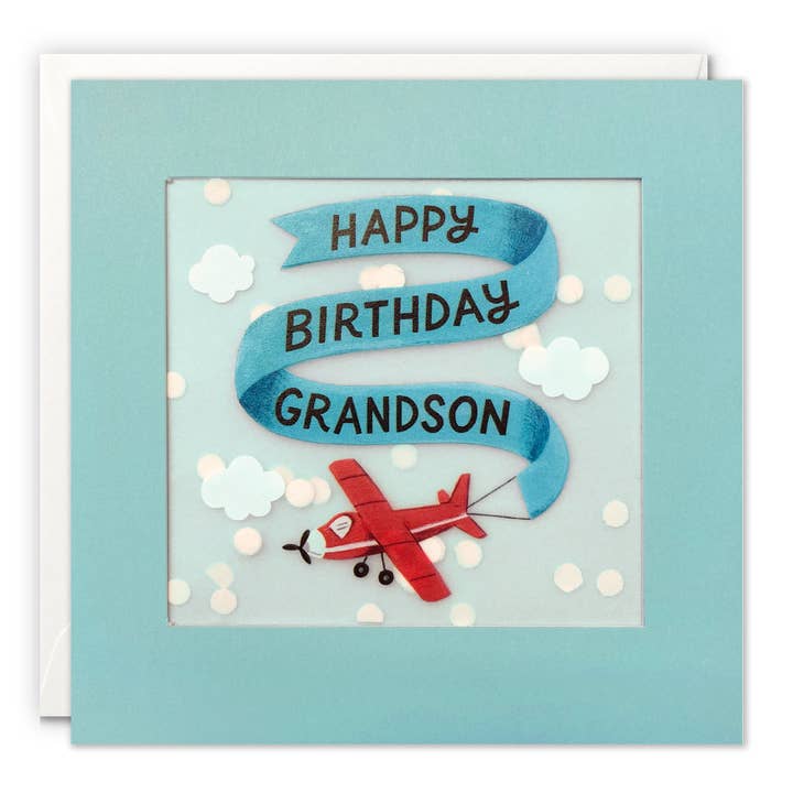 James Ellis - Wholesale Birthday Card - Grandson Plane Confetti Birthday Card - Paper Shakies