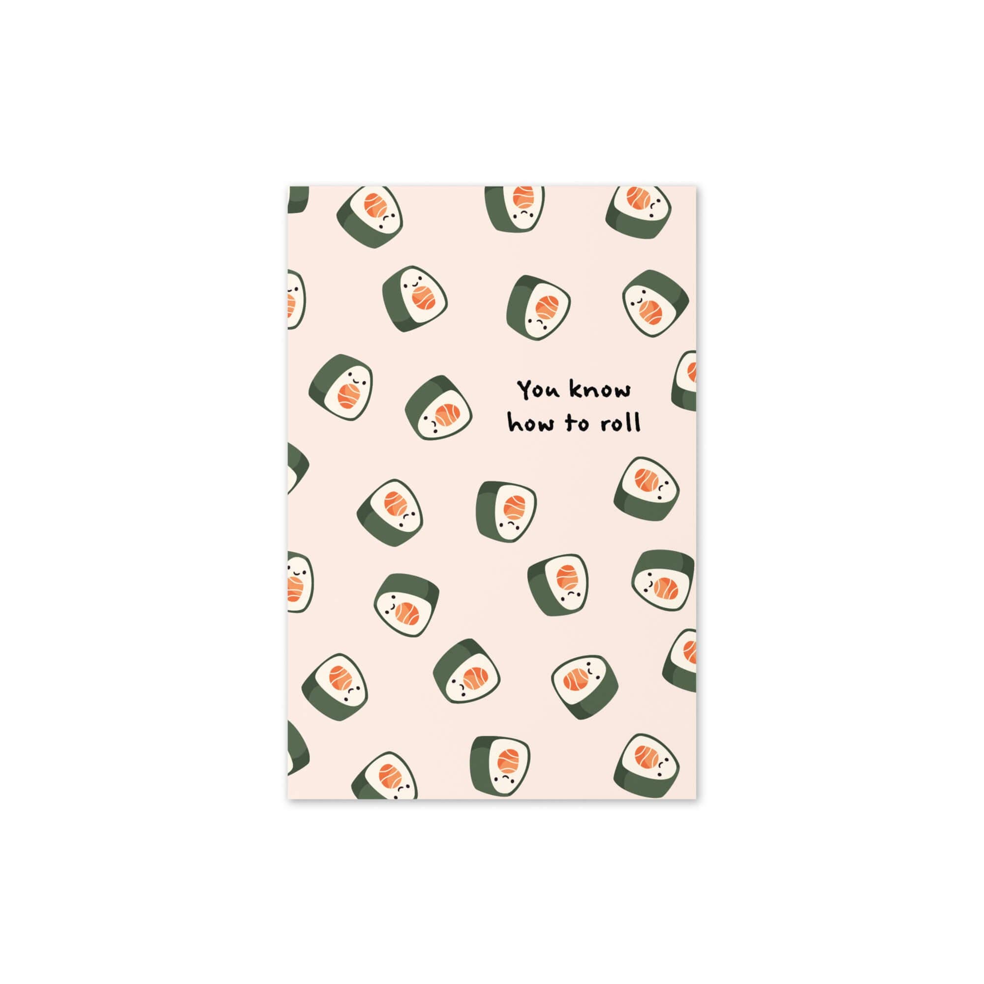 Cute Asian Cards - Wholesale Everyday Greeting Card - You Know How to Roll Japanese Greeting Cards | Salmon Sushi Maki Food2
