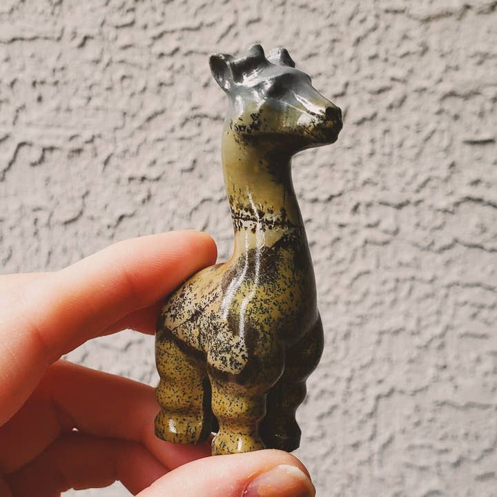 Picture Jasper Carved Stone Giraffe Figure for wholesale by Copper Bug Jewelry