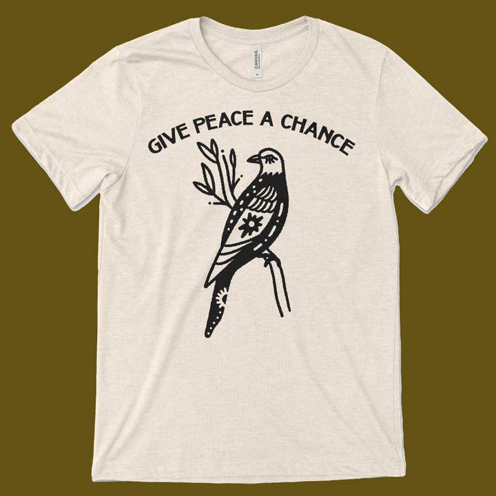 Made in USA | T-shirt Unisex | Give Peace a Chance | Multiple colors for wholesale by In Blue Handmade