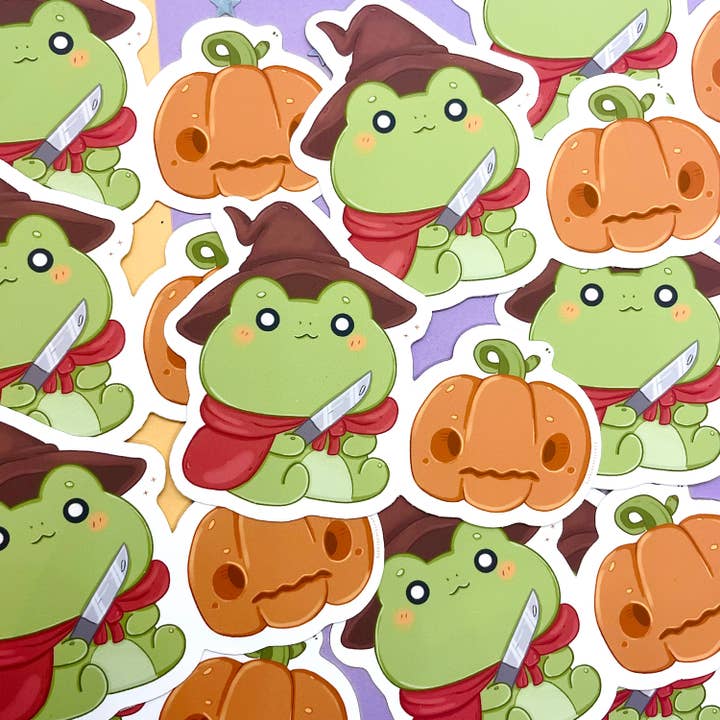 Autocollant citrouille grenouille | Autocollant d'Halloween | Amoureux des pour la vente par BubblesArtCraft