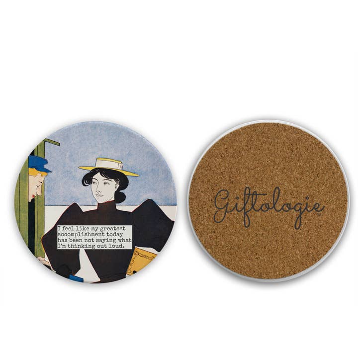 Moderne du milieu du siècle, Dessous de verre Réflexion sérieuse - Citation drôle pour la vente par Giftologie