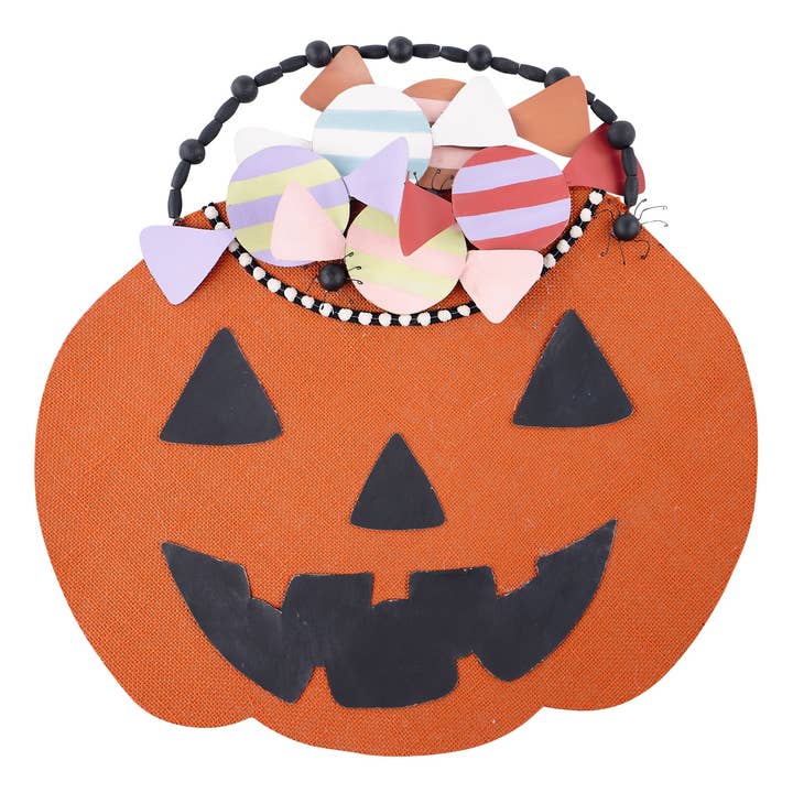 Glory Haus - Wholesale Decorative Tabletop Object - Pumpkin Candy Pail Burlee - Halloween Decor