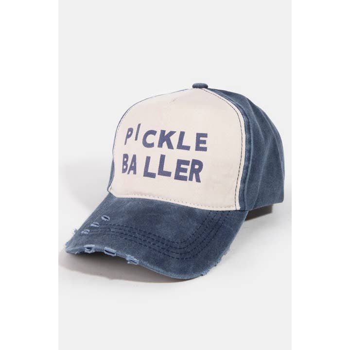 Collections by Fame Accessories - Wholesale Baseball Cap - Women's - Pickle Baller Distressed Denim Trucker Hat