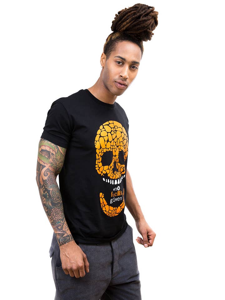 Oranje Skull t-shirt voor heren voor wholesale door NoFuchsGiven
