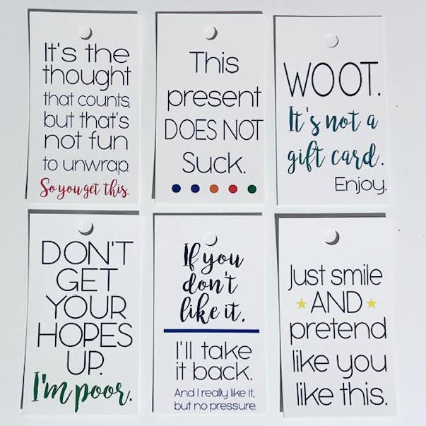 Étiquettes cadeaux quotidiennes pour la vente par What She Said Creatives