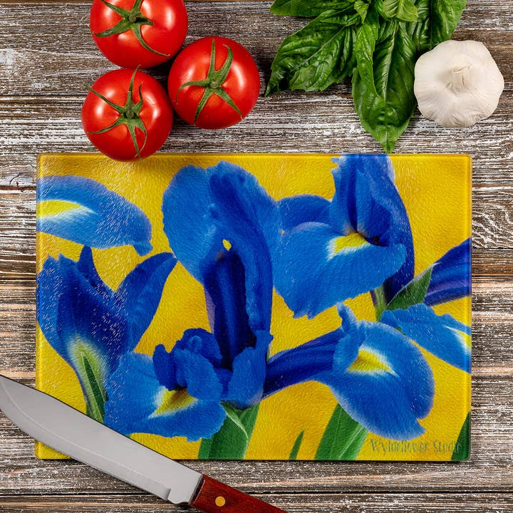 Iris Cutting Board for wholesale by Wyldeflower Studio