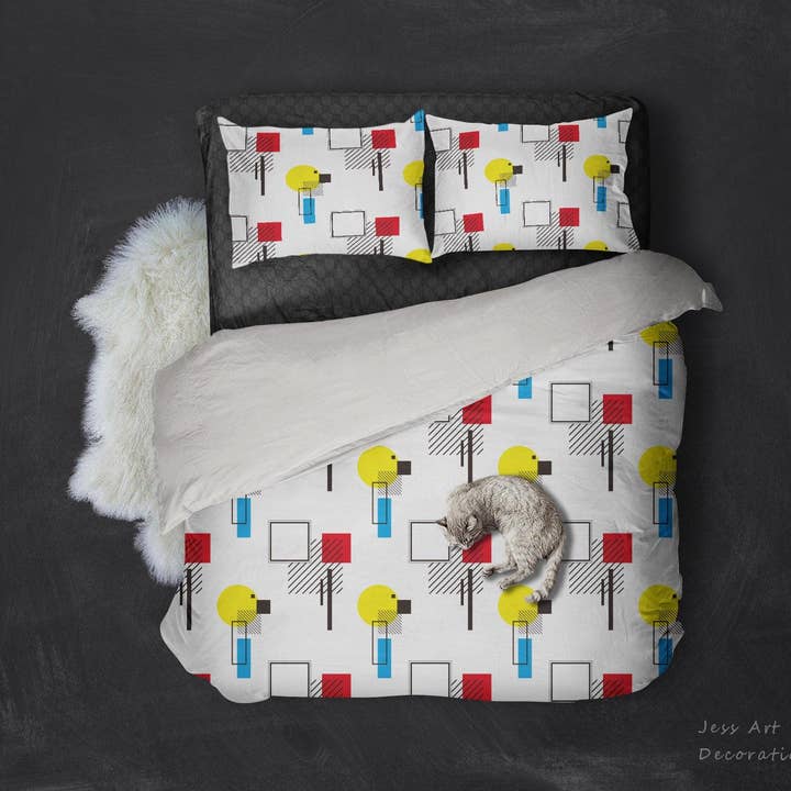 3D Buntes Geometrie-Quadratmuster Bettbezug-Set Bettwäsche-Set Kissenbezüge 97 für den Großhandel von Jess Art Decoration