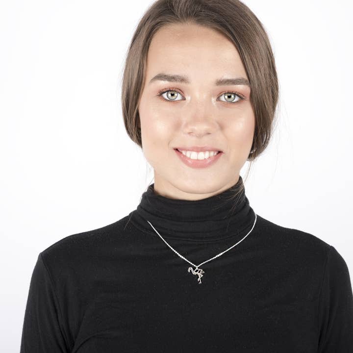 La Menagerie – wholesale Pendant/charm necklace – Flamingo Silver Origami Necklace4