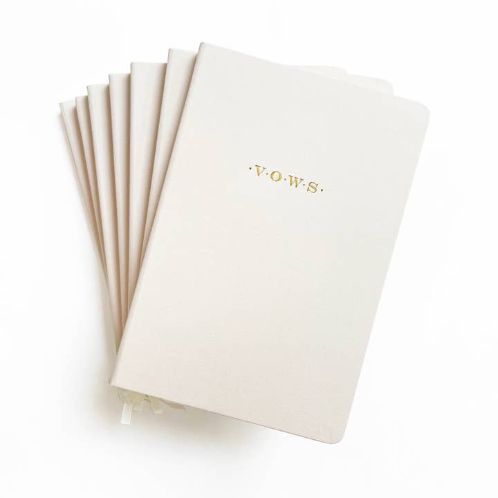 Wedding Vows Foil Embossed Linen Notebook | Gold on Cream for wholesale by Studio Portmanteau