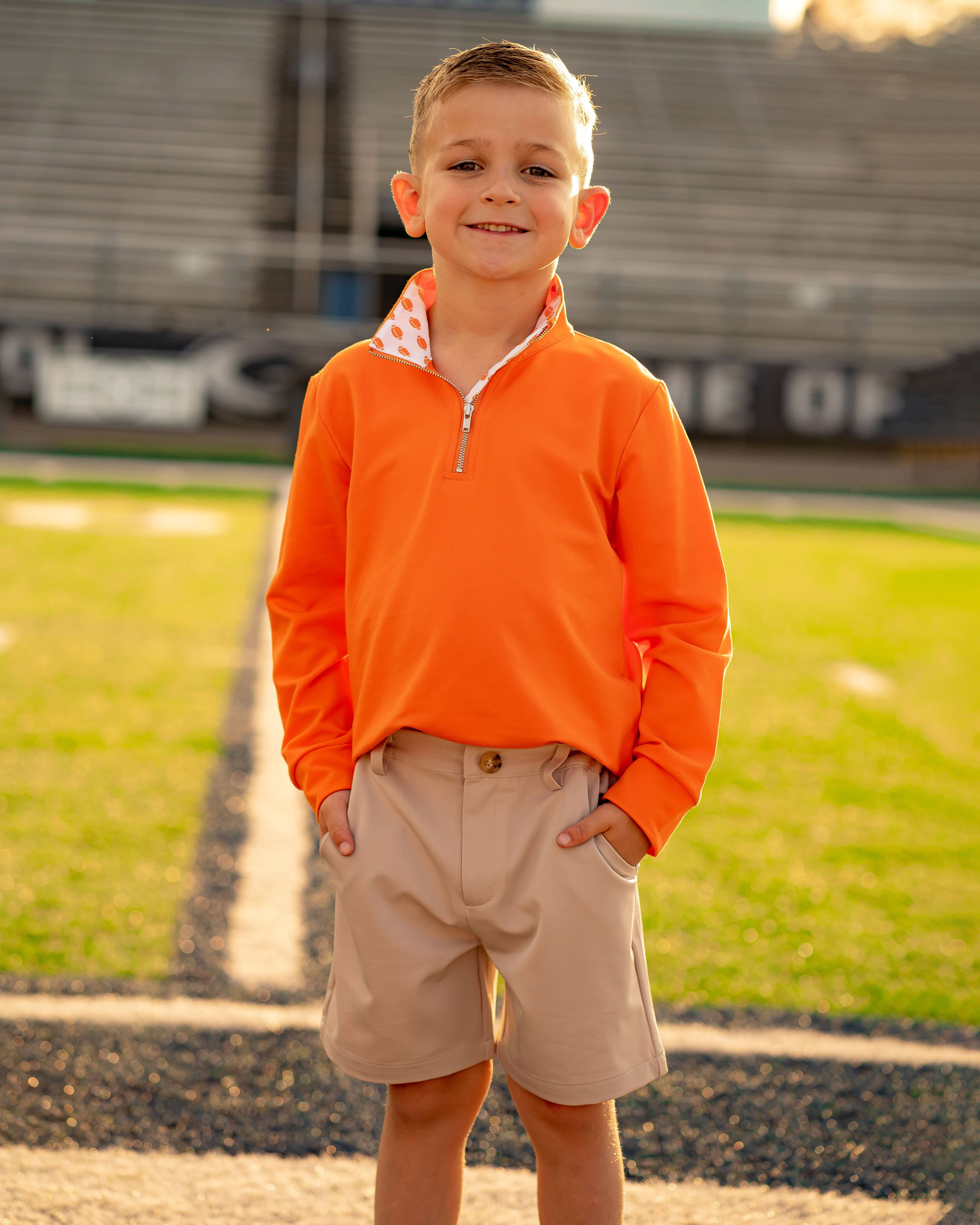 The Yellow Lamb - Wholesale Shirt - Kids - Game Day Quarter Zip - Orange1
