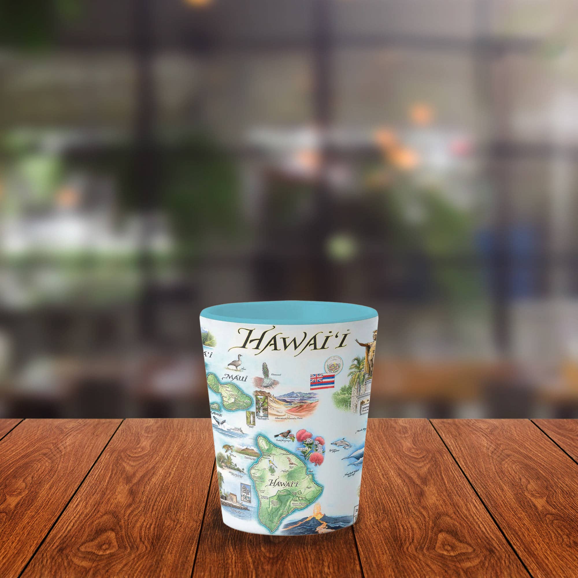 XPLORER MAPS – Copo de shot por atacado – Vidro Cerâmico Map Hawai'i State Shot - 1.5 oz - Azul2
