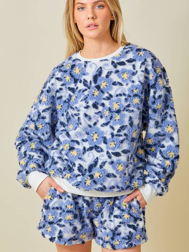 BLOMMIG SHERPA PULLOVERTOPP för wholesale av Baevely by Wellmade USA