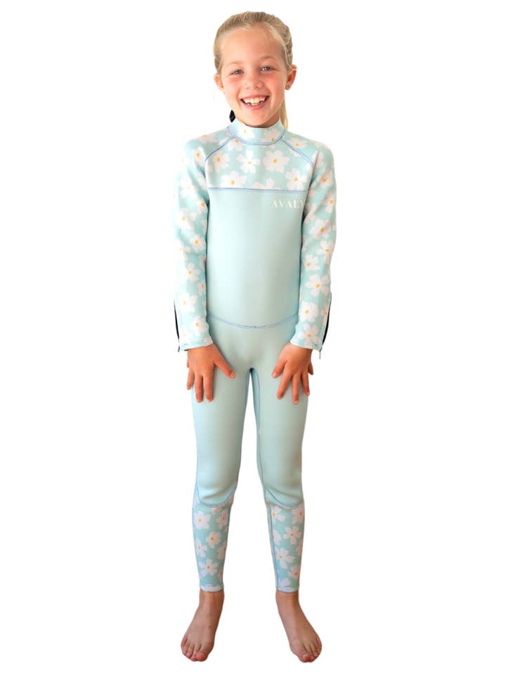 AVALY - Wholesale Wetsuit - Kids - Mint Daisy | Kids Sustainable Wetsuit | Avaly