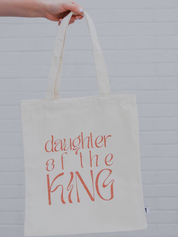Daughter of the King tote bag for wholesale by Saint Clare and Francis