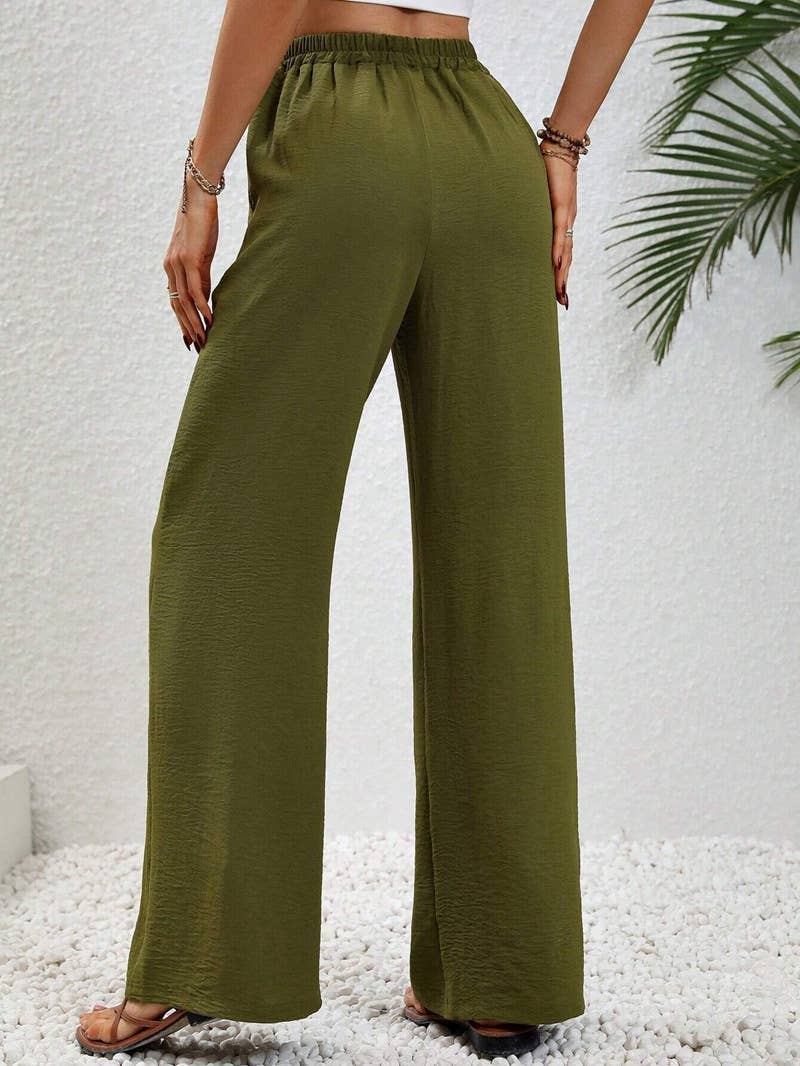 FULL TIME PURCHASE - Vente Pantalon – femme - Pantalon décontracté polyvalent uni à jambes larges et longueur au sol25