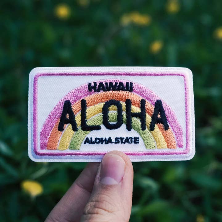 Kosmic Soul - Vendita all'ingrosso Toppe - Toppa con piastra Aloha Hawaii | Toppa termoadesiva ricamata Aloha