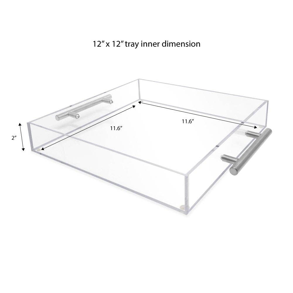 Isaac Jacobs International - Wholesale Serving Tray - Isaac Jacobs Clear Acrylic Serving Tray with Metal Handles49